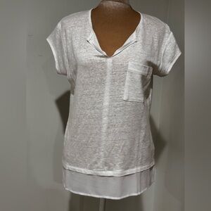 NEW Sanctuary 100% Linen City Mix Layered Look White Tee Shirt ~Size XS